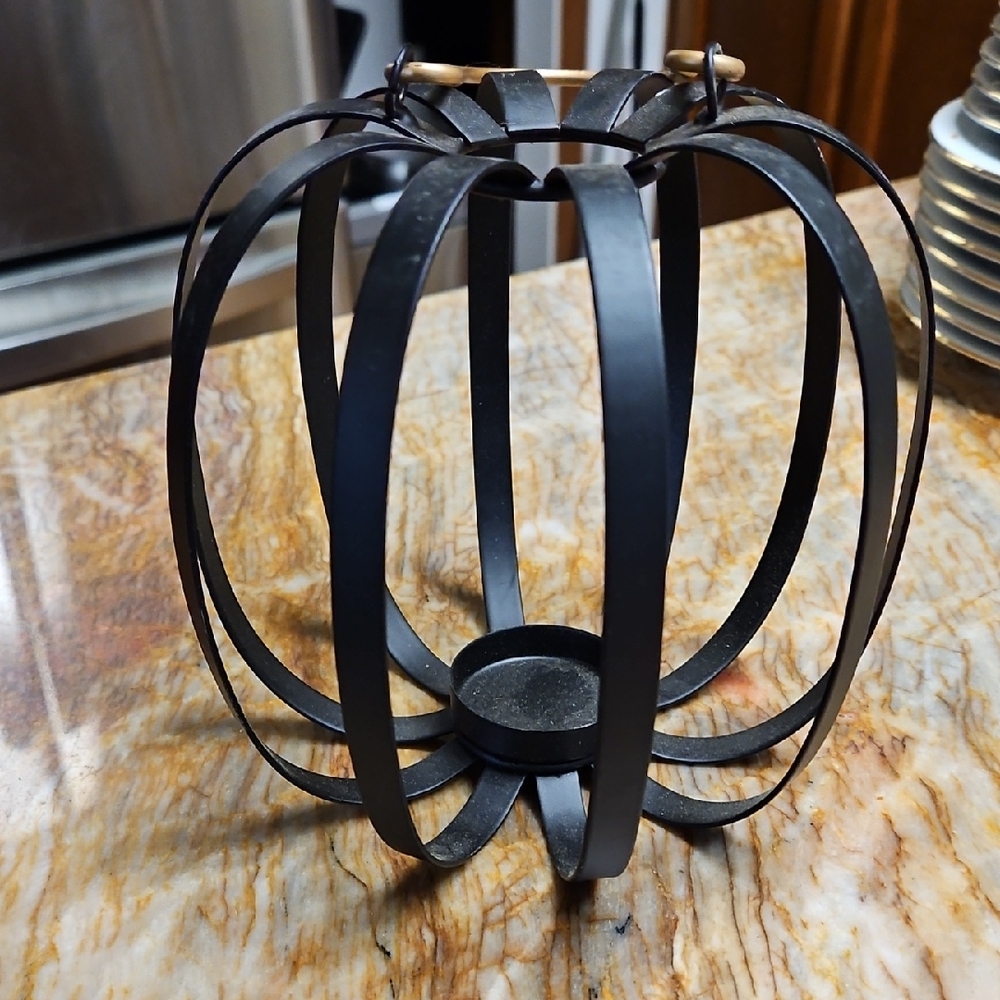 Pumpkin Black Metal Centerpiece Tealight Holder